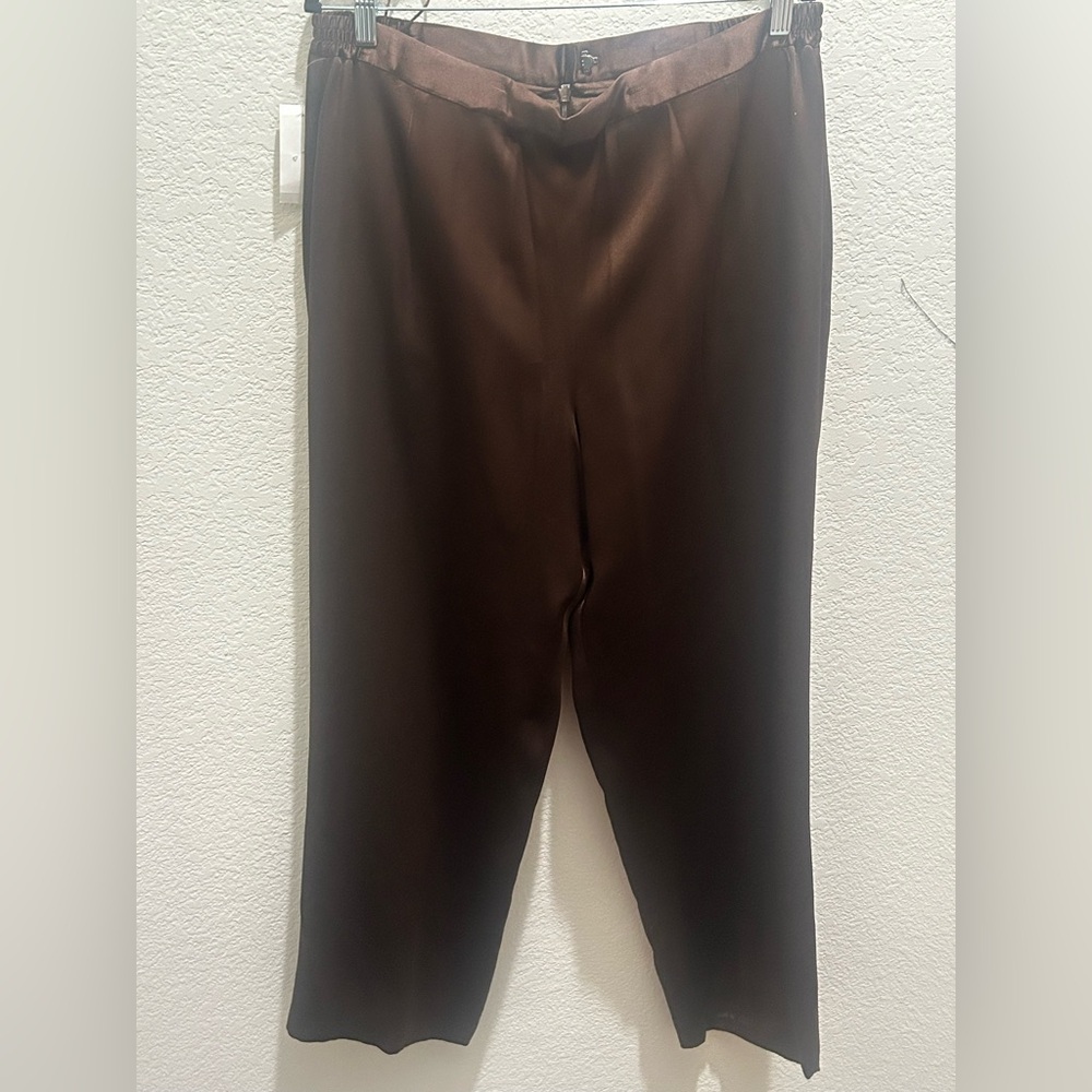 Carmen Marc Valvo Chocolate Satin Trousers
